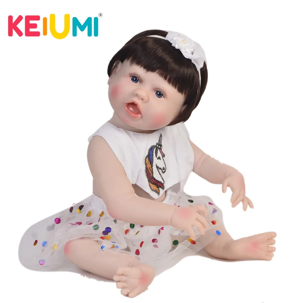 

KEIUMI New Design 23 Inch Full Silicone Vinyl Reborn Baby Dolls Girls Looking Real Drooling Baby Reborn Toddler For Newborn Gift