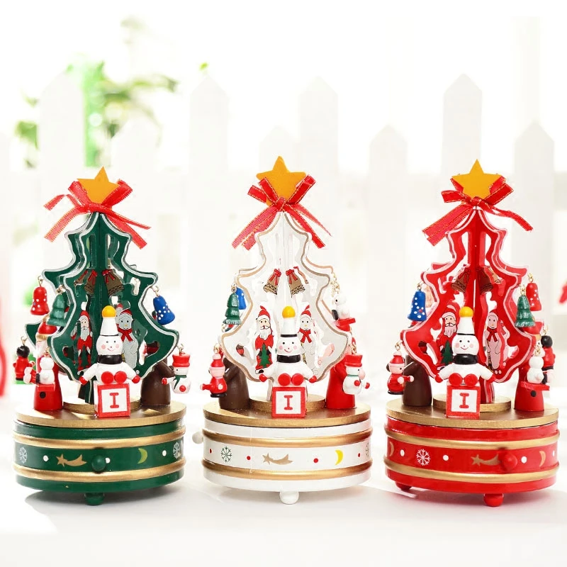 

1 Piece Green or Red, Rotating Music Christmas Tree Christmas Gift Xmas Tree Music Box Xmas Indoor Decoration, Free Shipping