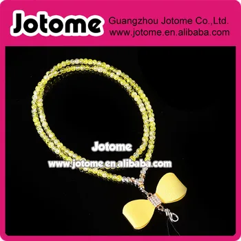 

Yellow beads necklace for Retractable ID Badge reel holder