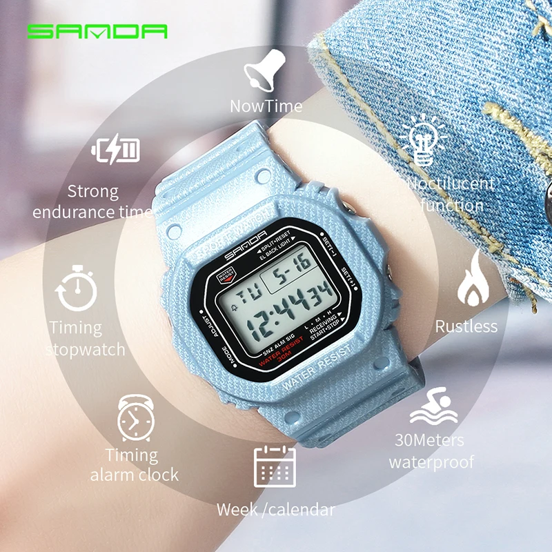 SANDA Sports LED Electronic Digital Watch Waterproof Men Watch Lover's Wrist Watches Mens Top Brand Luxury Relogio Masculino