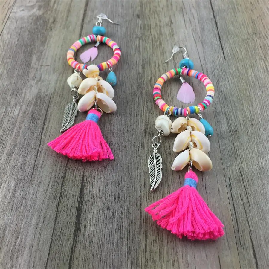 2018 Shell Tassel Clay Beads Earring Bohemian Style Women Fashion Charm