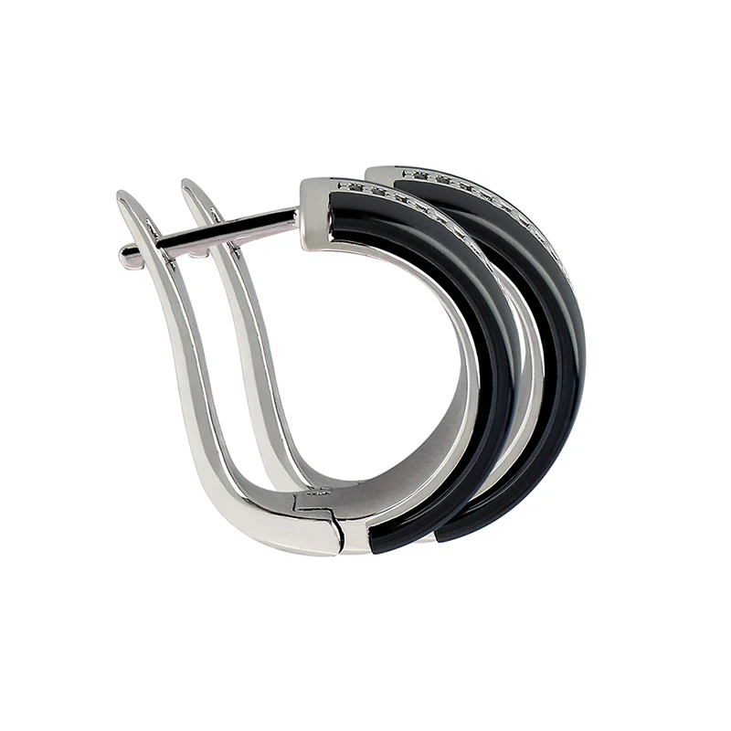 Новые керамические круглые серьги-гвоздики с топом AAA CZ, модные черно-белые Кристальные u-образные серьги для женщин, подарок, никель