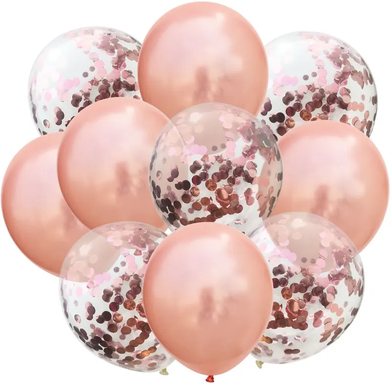 10 шт./лот, латексные шары-конфетти из розового золота, 12 дюймов, прозрачные шары на день рождения, для детского душа, свадебные украшения - Цвет: RoseGold