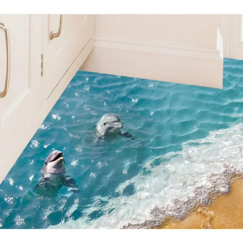 Горячая 3D Наклейка на стену s ванная комната пол пляж Камень Дети комнаты стены стикеры домашний декор художественная наклейка настенный плакат