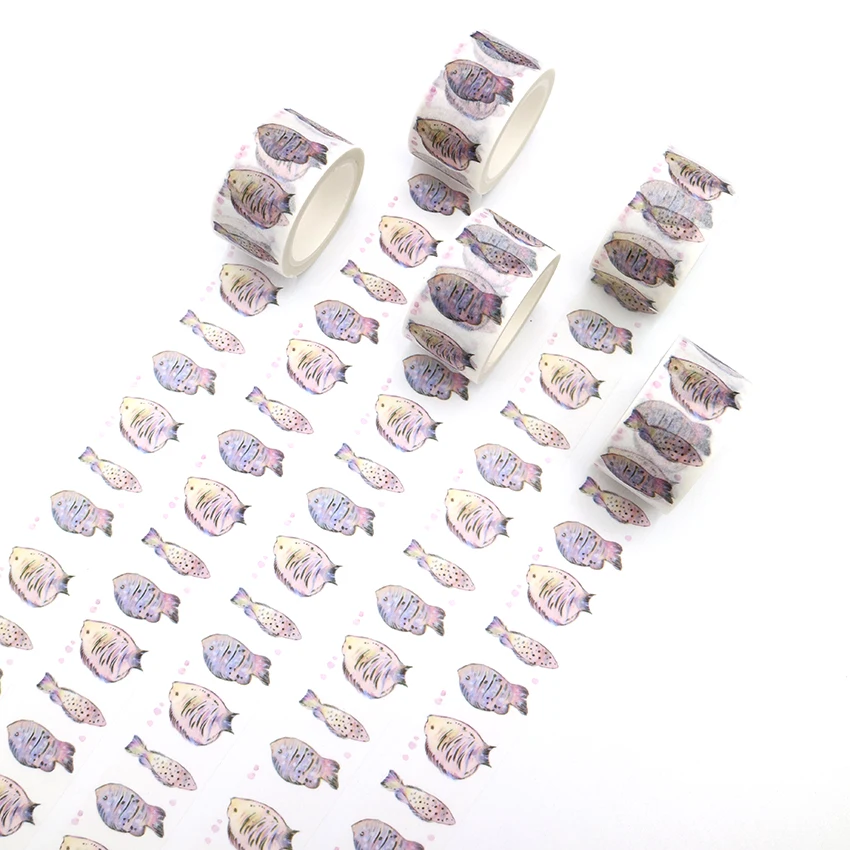 

1 PCS Lovely Sea Fish Washi Tape DIY Decoration Scrapbooking Planner Masking Tape Adhesive Tape Kawaii Stationery 2.5cm*7m