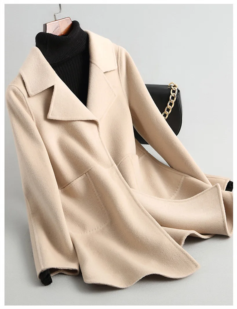 PUDI A38030-1 Настоящее двойное шерстяное пальто куртка пальто женское зимнее теплое пальто Новое модное пальто - Цвет: beige