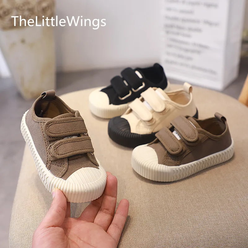 Comfortable Canvas Black Children's Shoes Student's Leisure Boys'Slip-proof Soft-soled Girls' breathable Shoes 2-9 Years Old