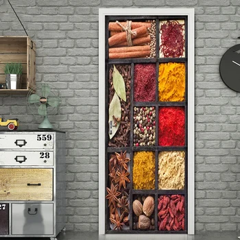 

Removable DIY 3D Seasoning Wall Sticker PVC Material Waterproof Door Stickers For Living Room Kitchen Poster Home Decor 3D Mural