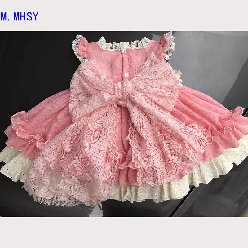 

Summer Girl Flower Pompom Princess Dress Lolita Vintage Spanish Dress Kids Baby Clothes for Girls Birthday Party Dresses Princ