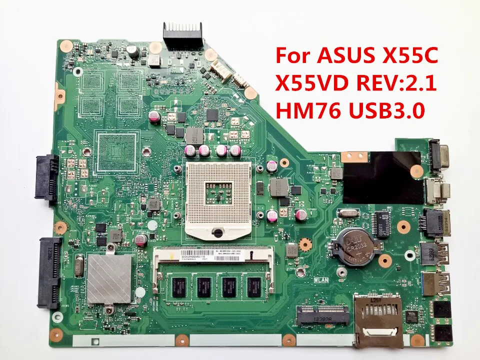 

For ASUS X55C Laptop Motherboard X55VD REV:2.1 HM76 USB3.0 (With 2GB memory) 60-N00MB1000