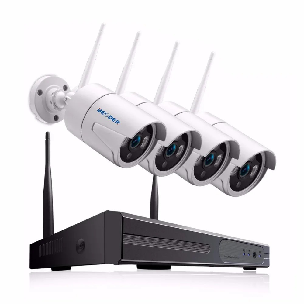 

BESDER 1080P Wifi Wireless IP Camera Surveillance System Kits ( 4CH NVR + 4 Bullet Camera) Support Motion Detection