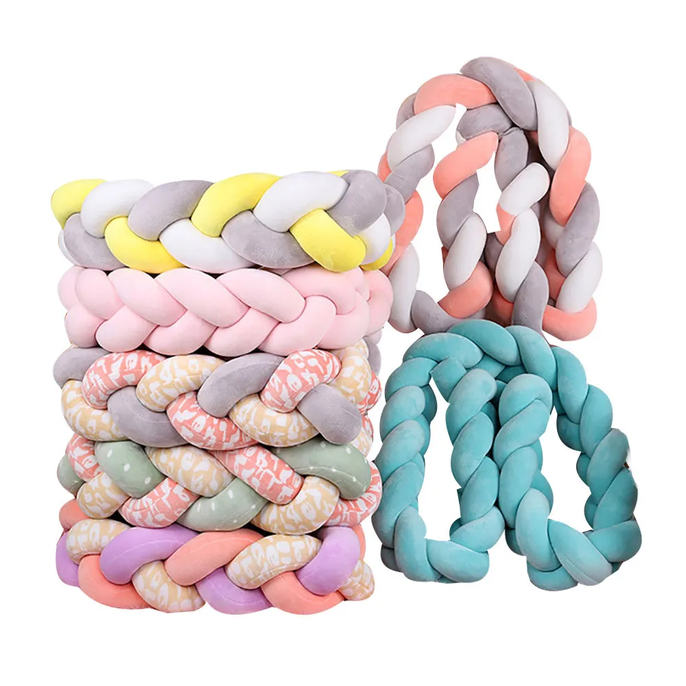 Baby Unisex First Quality Cotton Blends Colorful Soft Knot Pillow Braided Crib Bumper Decorative Bedding Cushion clothes
