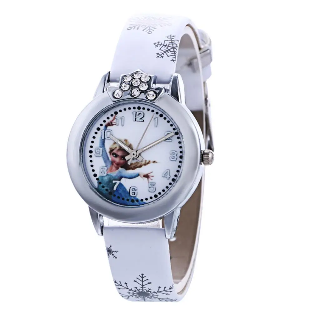 

Children's Watch Girl Elsa Princess Kids Watches Cute Fashion Cartoon Student Girl's Quartz Clock Children rubber Leather Watch