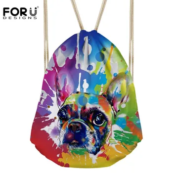 

FORUDESIGNS Women Soft Backpacks Cute Animal Pug Dog Printing School Backpack For Teenagers Drawstring Bags Girls Mochilas