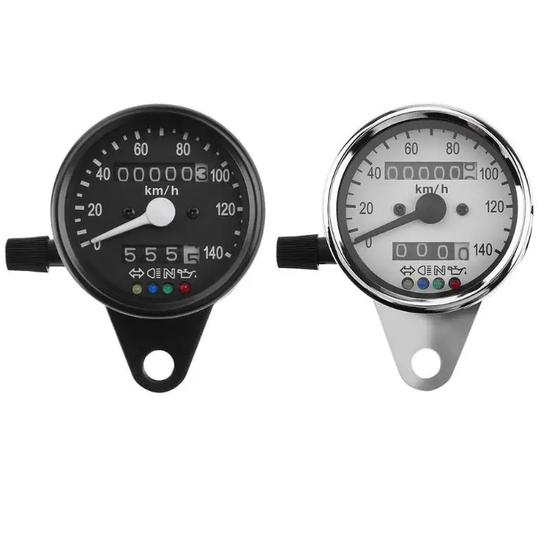 

VODOOL Universal 12V 0-140 km/h Motorcycle Dual Odometer KMH Speedometer Gauge LED Backlight Signal Light Motorbike Styling Dyna