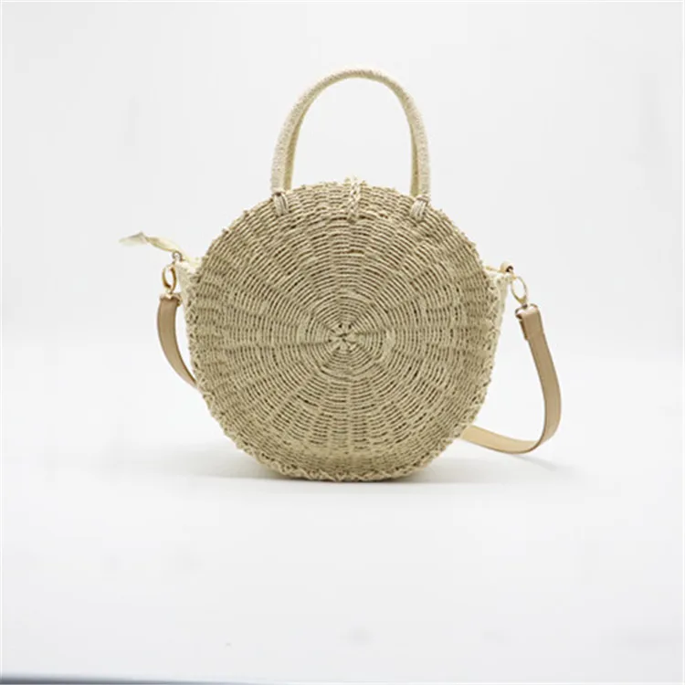 Round Rattan Straw Beach Shoulder Bag