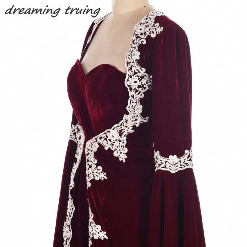 Кафтан Дубай Стиль мусульманские Вечерние платья 2/2 шт с длинными рукавами красная велюровая Женская вечернее платье для выпускного вечера robe de soiree