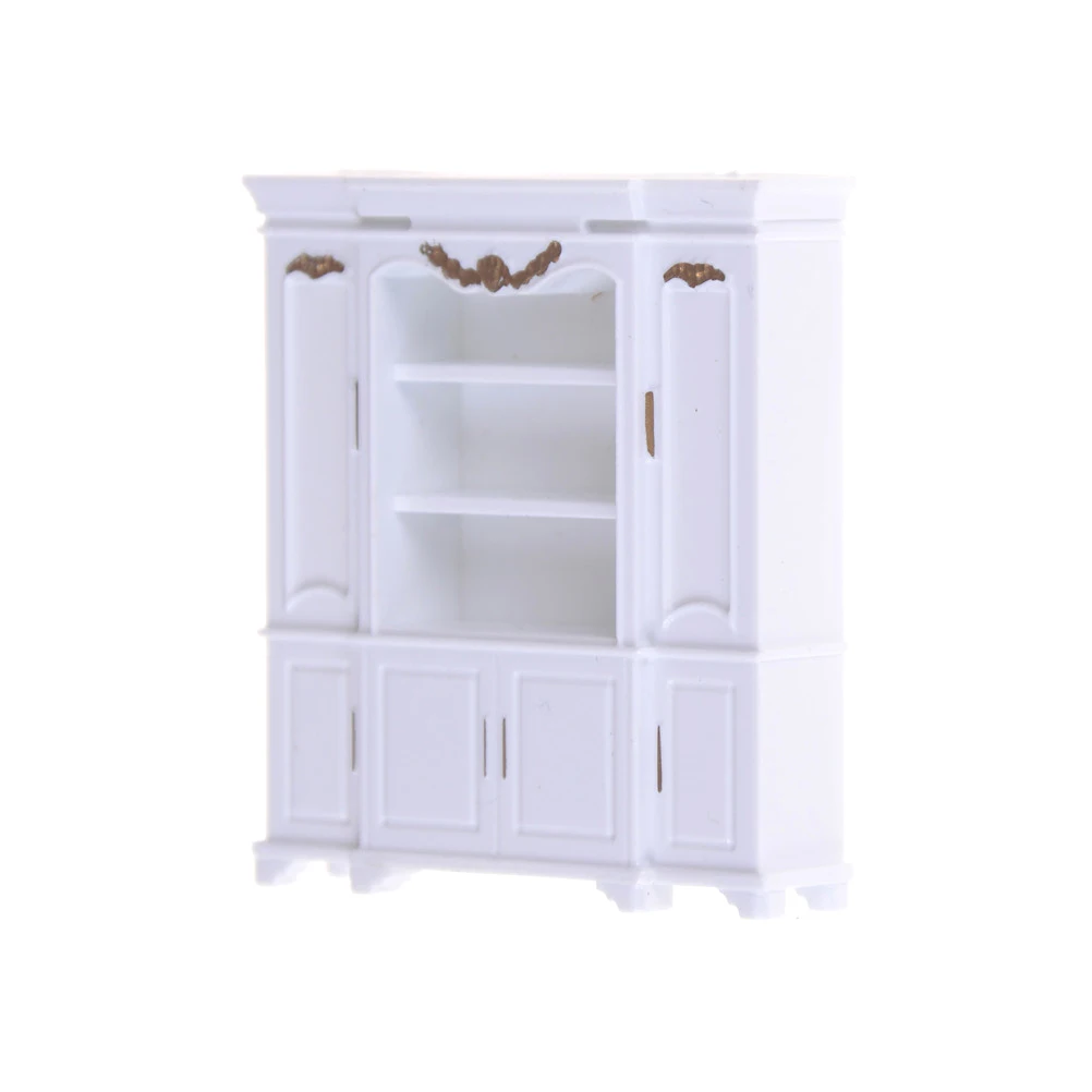 Dollhouse-Mini-armoire de cuisine, modèle de penderie à présentoir, décoration de la maison de poupées blanche, cuisine Miniature, 51*12*56mm