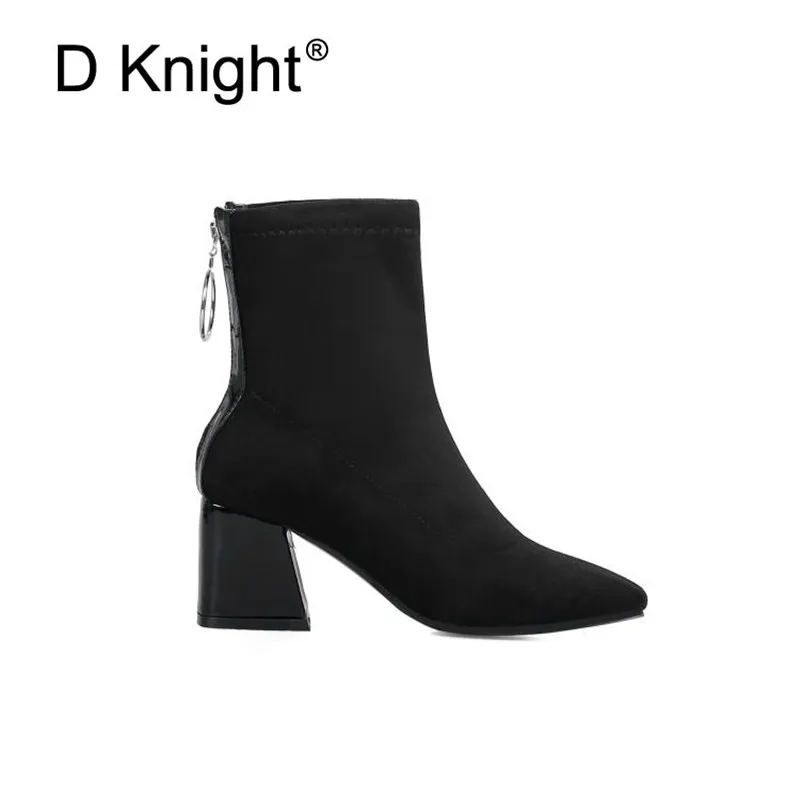 Plus Size 32-48 Women Boots Fashion Flock Ankle Boots For Women Spring Autumn Ladies Party Western Boots Casual Female High Heel (4)