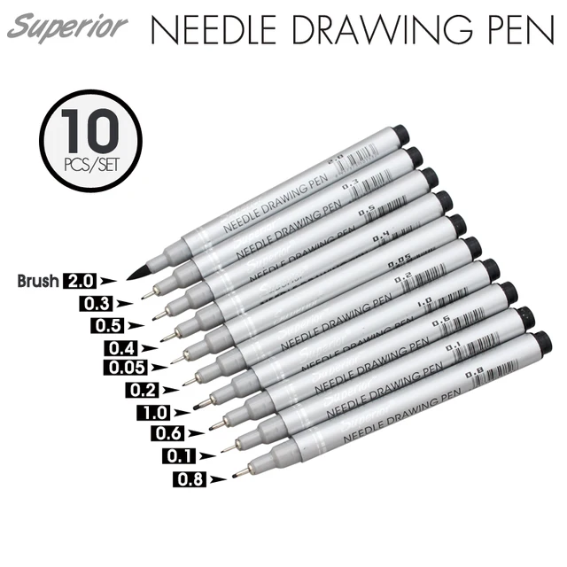 superior 10pcs needle drawing pen waterproof pigment fineline sketch superior 10pcs needle drawing pen waterproof pigment fineline sketch marker brush pen for office school writing