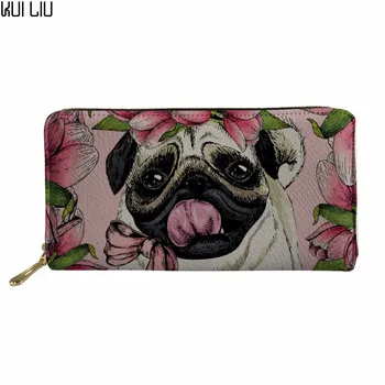 

Customized Women Wallets for Credit Card Ladies Pug Dog Print Long Money Bag Females Kawaii Puppy Cute Coin Pocket Girls Card