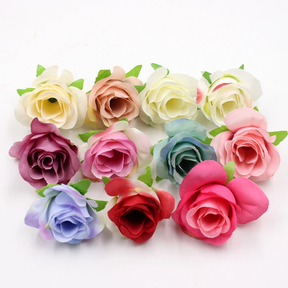 10pcs/lot 3.5cm Artificial Flower High Quality Silk Fascination Rose Flower Wedding Rosa Rosa DIY Gift Handrail Handmade Flower