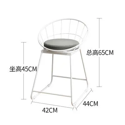 Простой барный стул из кованого железа, барный стул, золотой высокий стул, современный обеденный стул, железный стул для отдыха, скандинавский табурет - Цвет: A-White-45cm