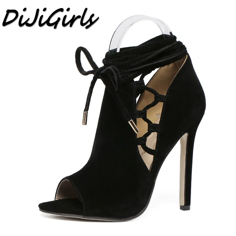 melhor DiJiGirls mulheres gladiador sandálias de salto alto sapatos de casamento festa de mulher senhoras vestido OL stiletto peep toe slingback sapatos roma