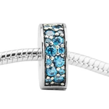 DIY подходит Pandora шармы браслеты Бирюзовый Блестящий Элегантный спейсер клип бусины 925 стерлингового серебра-ювелирные изделия