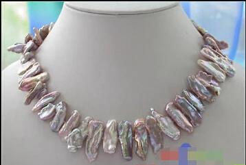 

Free shipping@@@@@ NATURAL 17" 25mm dens lavender biwa PEARL NECKLACE