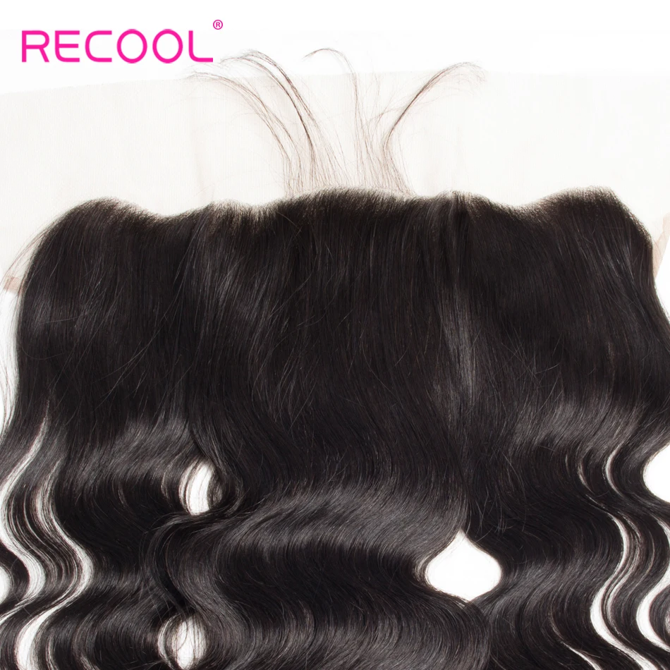 Recool Hair HD прозрачное фронтальное закрытие шнурка с детскими волосами бразильская объемная волна швейцарское кружево человеческие волосы фронтальное закрытие шнурка