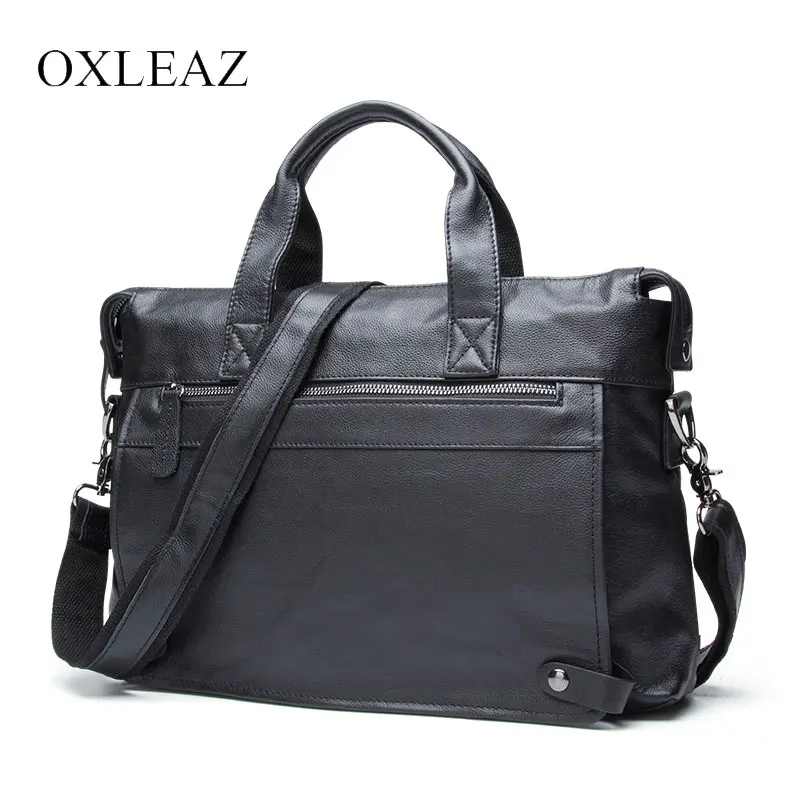 

OXLEAZ Soft 14" Messenger Bag Men Leather Laptop Briefcase Male Genuine Leather Business Work Bag Large Office Bags for Men
