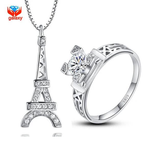 YHAMNI Classic Eiffel Tower Design 925 Sterling Silver Jewelry Set For
