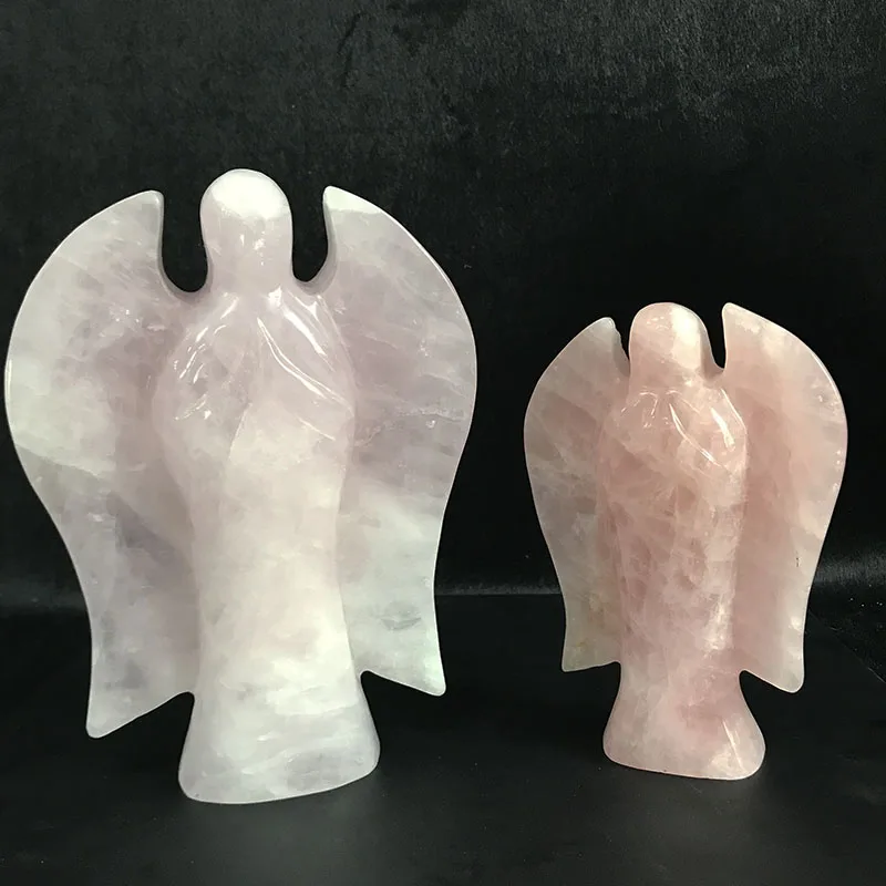 

1.94kg 0.96kg Beautiful Natural Rose quartz crystal Carving Angels healing Reiki figurines for ornamen for home decoration.ZW