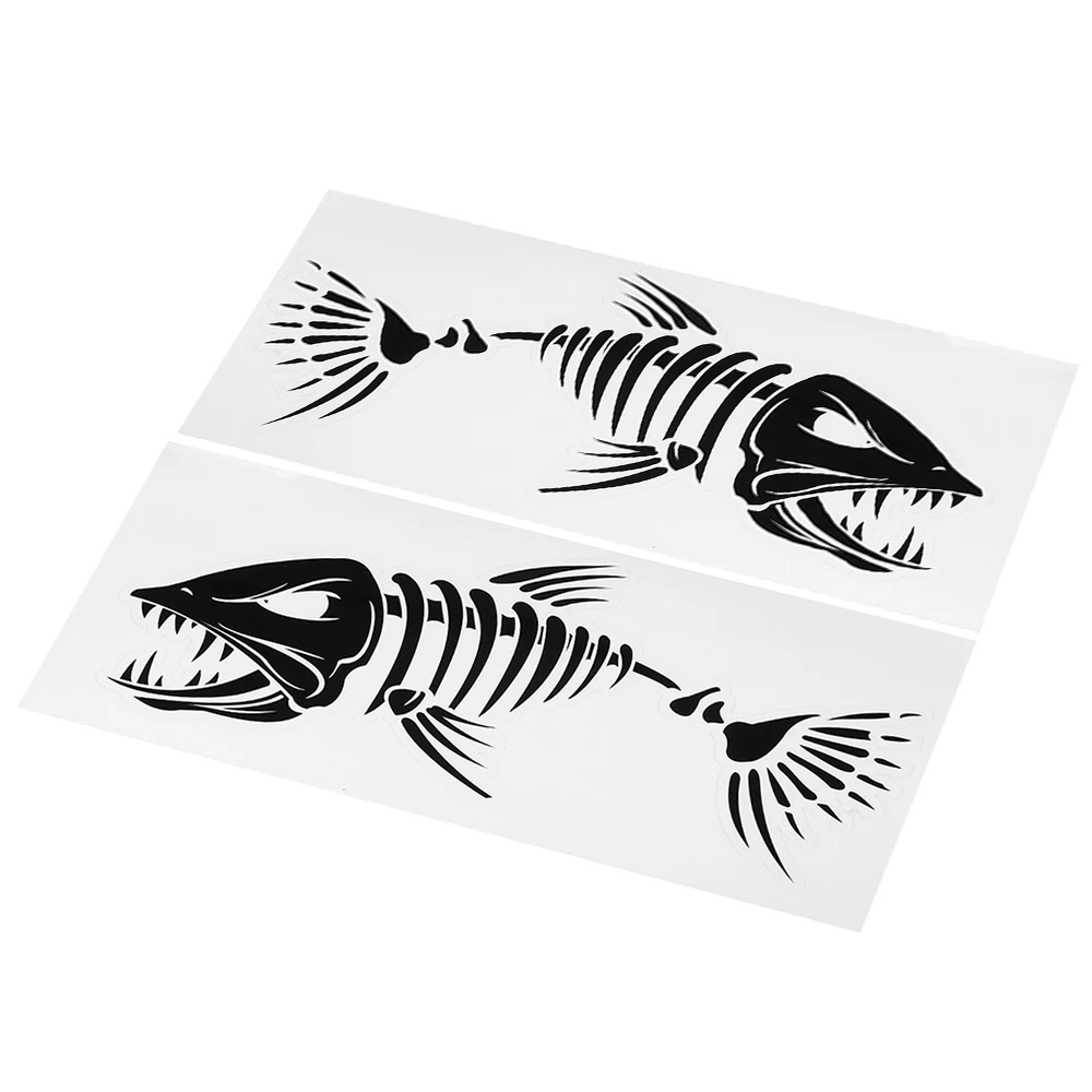 

2 Pieces Fish Teeth Mouth Stickers Skeleton Fish Stickers Fishing Boat Canoe Kayak Graphics Accessories