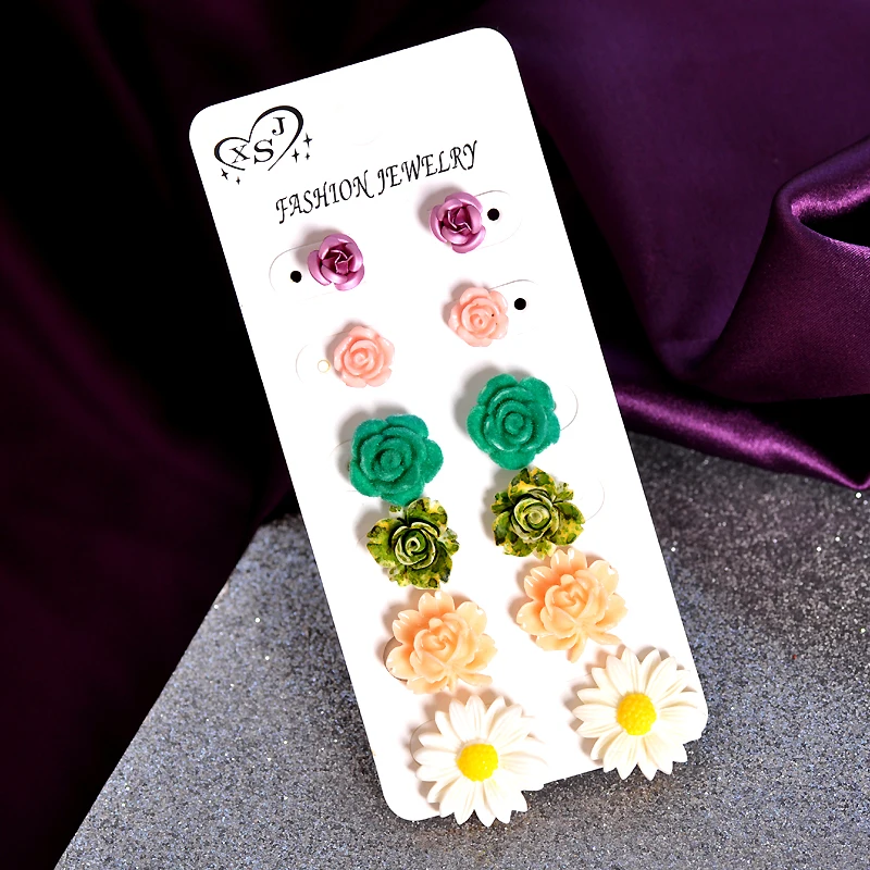 Новинка; женские ювелирные изделия; ; красивые серьги-гвоздики в форме цветка фиолетового и белого цветов на день рождения для девочек;