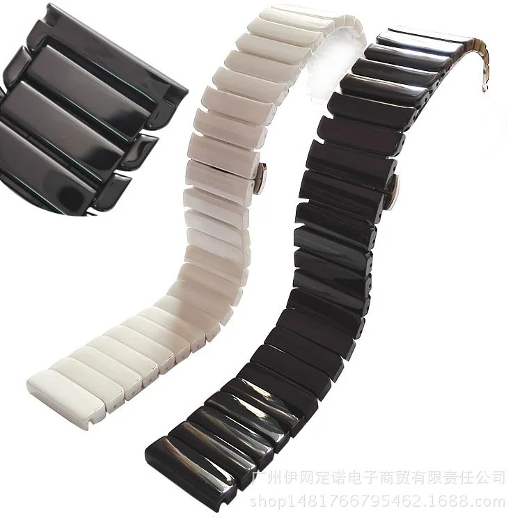 

Ceramic Watch Beads Bracelet Universal Butterfly Buckle Charcoal Ceramic Strap 20mm22mmFor Samsung Gear S3 Strap For Gear
