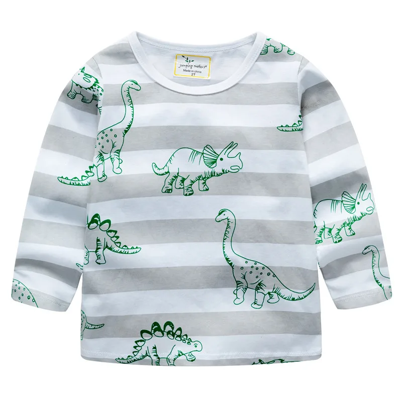 Jumping meter/футболки с длинными рукавами для мальчиков и девочек, хлопковые весенне-осенние Рубашки с принтом животных для мальчиков, лидер продаж, Детская футболка