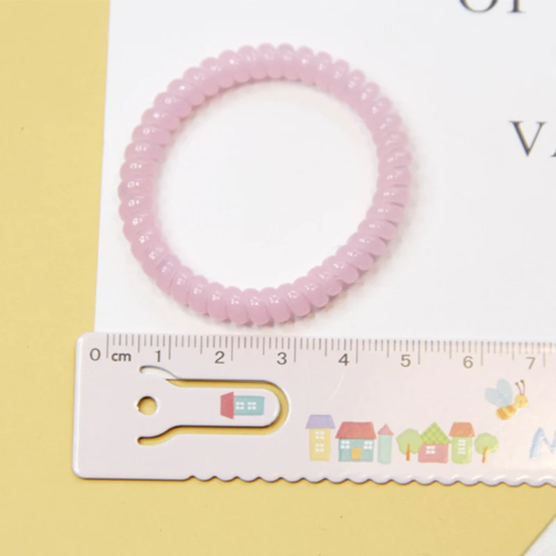 Fashion 10PCS/Set Telephone Wire Stretch women Hair Rope Candy Color Elastic Cute Hair Ring Plastic Thin Rubber Bands