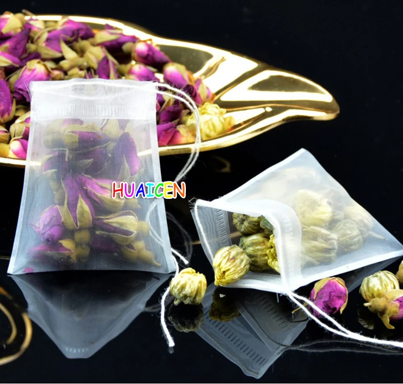 Чайные пакетики пустые чайные пакетики нейлоновый материал со струной заживляющая уплотнительная фильтровальная бумага для травяной листовой чай 100 шт./лот