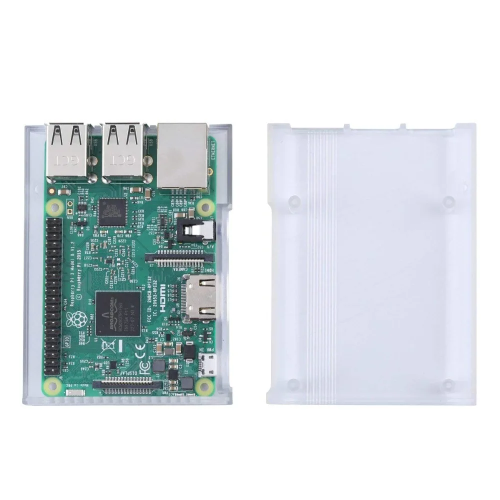 Raspberry Pi 3 Model B + ABS Чехол черный прозрачный корпус с алюминиевым радиатором