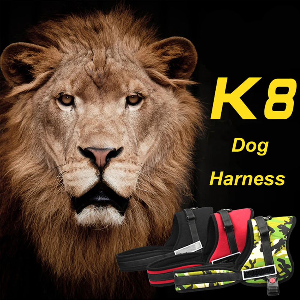

Durable Dog Harness Vest K9 Medium Large Pet Dog Training Vest Nylon Chest Strap Traction 3 colors For Dog Collar