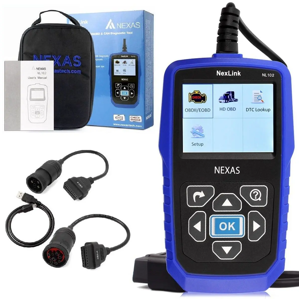

NEXAS NL102 CAR Code Reader Support Full OBDII Launch Creader Truck & Car OBD2 Diagnostic HD CODE READER Diesel Scanner