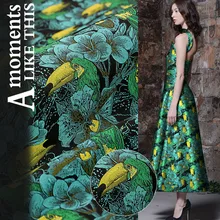 SASKIA 1 метр цветочный жаккард Brodace ткань 6" широкий зеленый полиэстер хлопок Материал шитье на платье одежда пальто лоскутное Diy