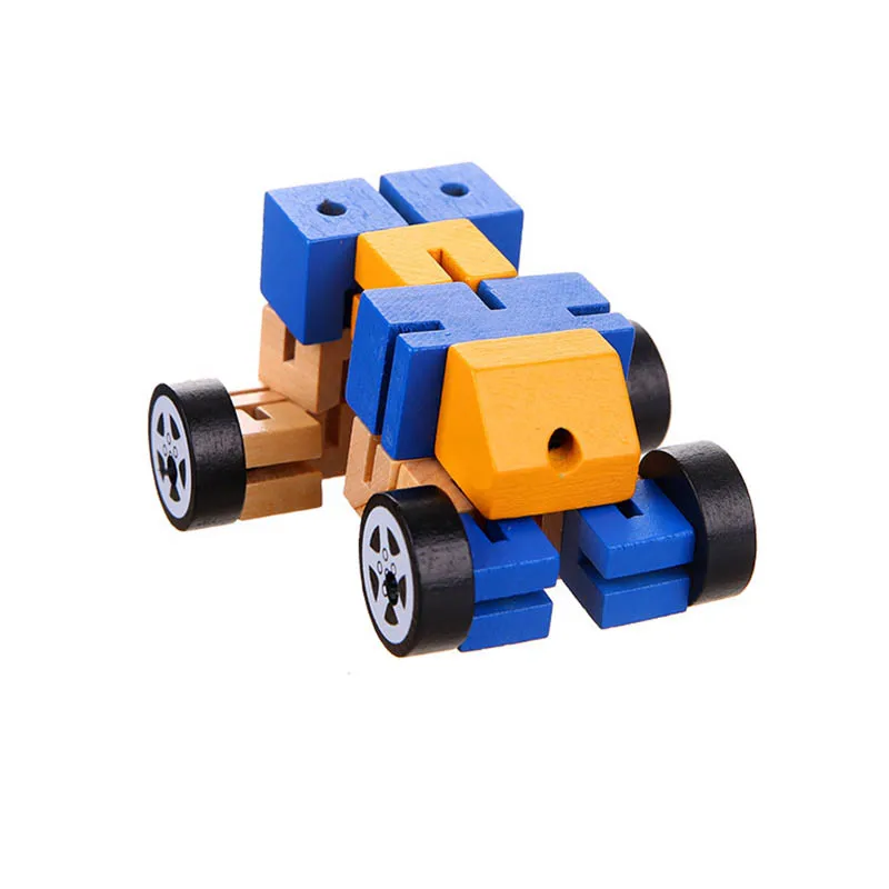 1 pcs Wooden Transformation Robot Cars Montessori Early Education Action Figure Toys For Children Christmas Birthday Gift 1 pcs Wooden Transformation Robot Cars Montessori Early Education Action Figure Toys For Children Christmas Birthday Gift