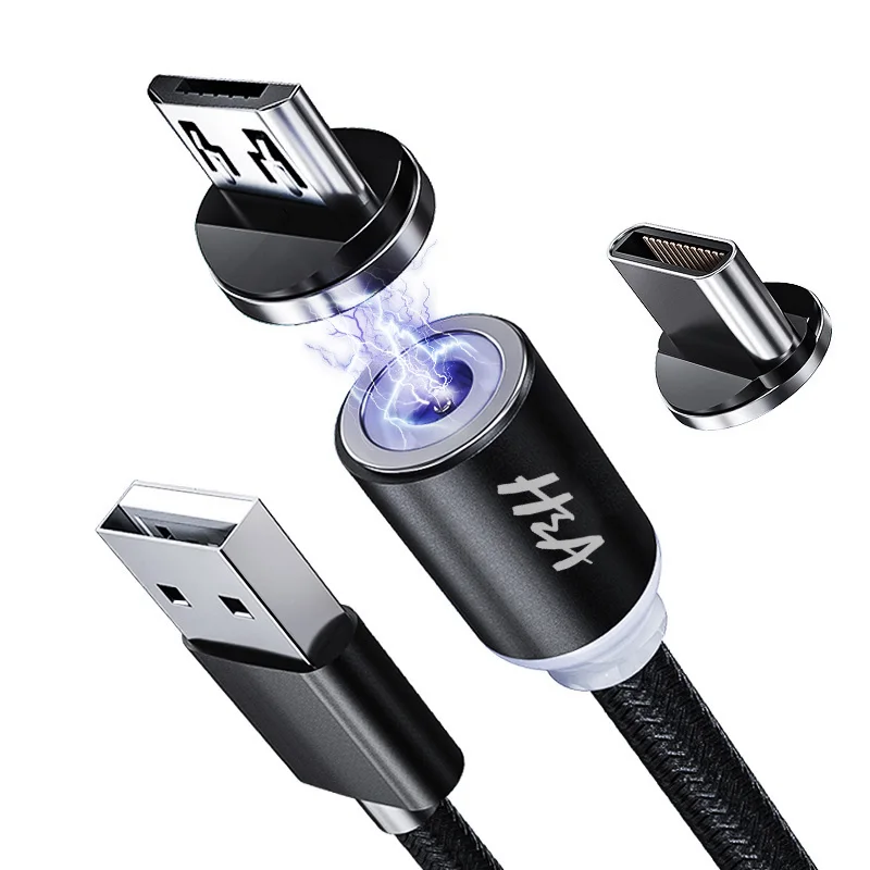 H y un Cable USB magnético rápido Cable Micro USB magnético tipo C Cable de datos del cargador para Samsung Xiaomi Huawei teléfono Móvil Cable USB