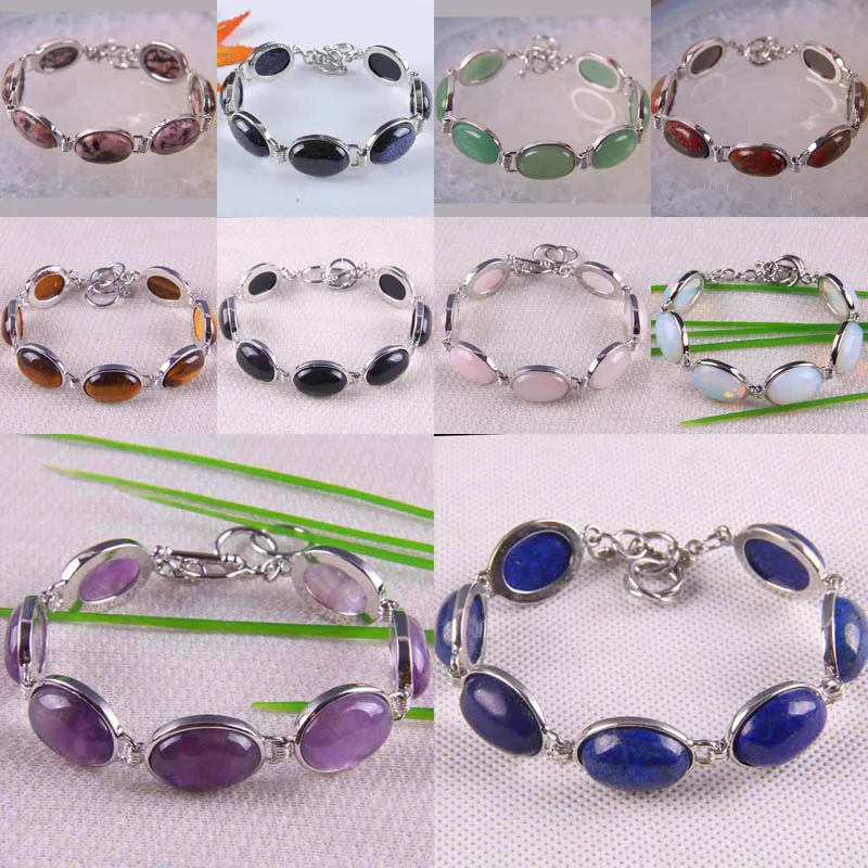 Natural Stone GEM Beads Bracelet Bangle 8 Inch Jewelry G047-G057