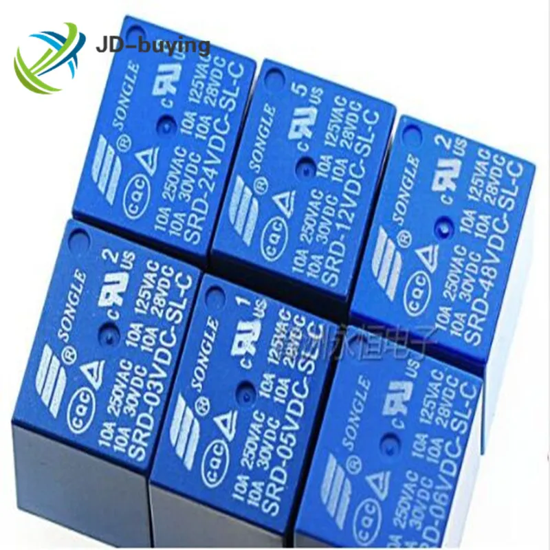 100 шт./лот реле SRD-05VDC-SL-C SRD-12VDC-SL-C SRD-24VDC-SL-C SRD-48VDC-SL-C 5 V 12 V 24 V 48 V 10A 250VAC 5PIN T73