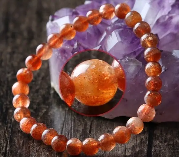 

free shipping 6mm High Quality SunStone Bracelet Stretch Bracelet Beads 111478