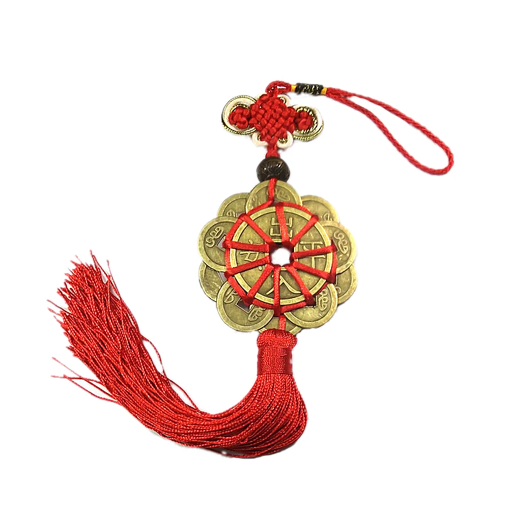 

Old Chinese Feng Shui Lucky Coins Metal Crafts Retro Vintage Alloy Coin Plum Knot With String Flower Home Career Health Decor